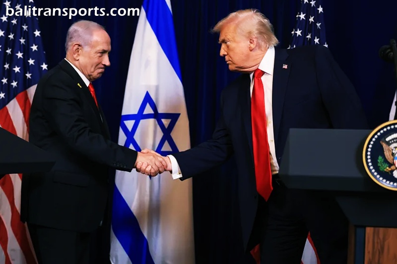 Israeli Prime Minister Benjamin Netanyahu with US President Donald Trump at Trump's