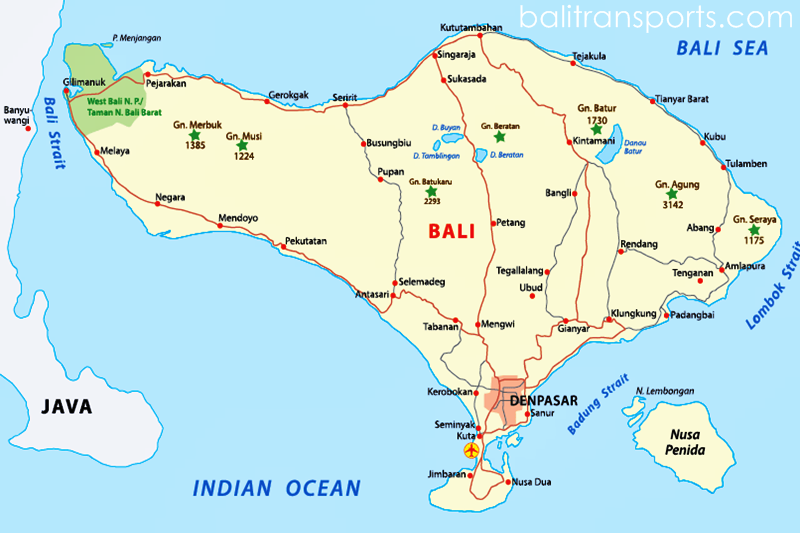 Map Bali tourist Information